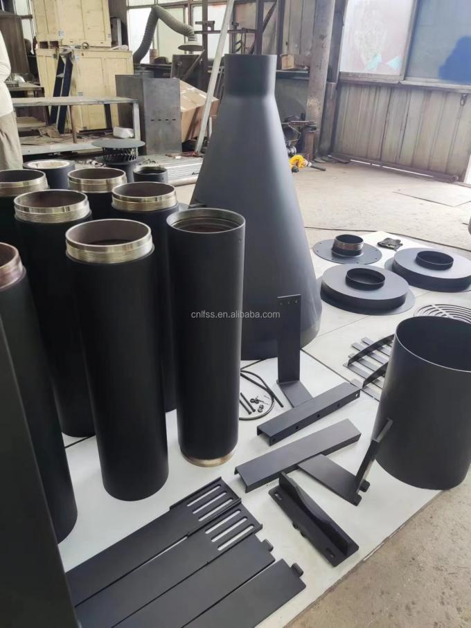 고품질 검은색 현대 테이블 유럽 스타일 고급 유리 예술 회전 벽난로 탄소 강철 둥근 가구 0