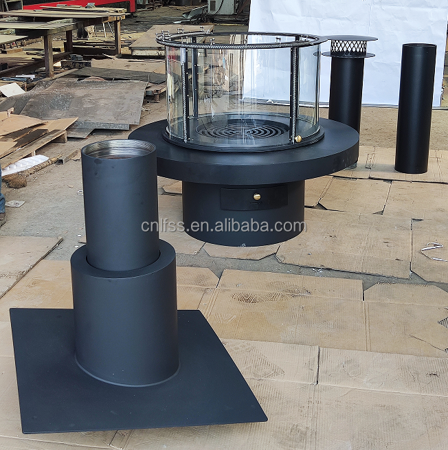 하이 스타일 고급 유리 예술 회전 화장 가구 탄소 고품질 검은 현대 철근 둥근 가구 4