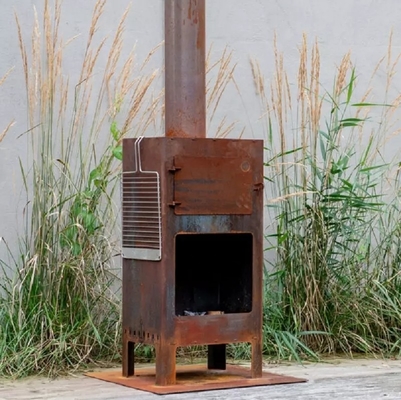 Outdoor Garden Pizza Oven Wood Burning Corten Steel Fireplace With Grills