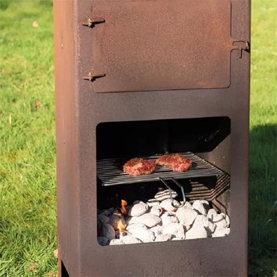 Outdoor Garden Pizza Oven Wood Burning Corten Steel Fireplace With Grills