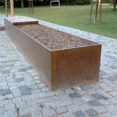 Outdoor Landscaping Metal Trough Rectangular Corten Steel Planter Bench