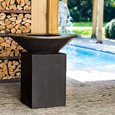 Outdoor Black Charcoal BBQ Grill Metal Barbecue Fire Table With Wood Storage