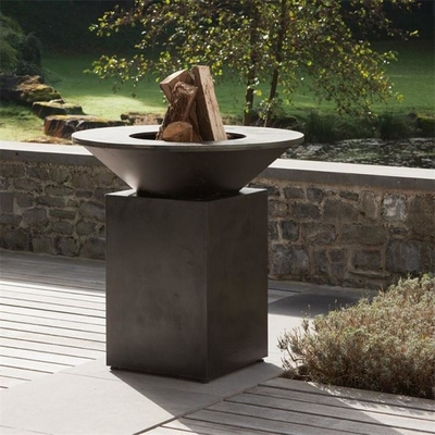 Outdoor Black Charcoal BBQ Grill Metal Barbecue Fire Table With Wood Storage