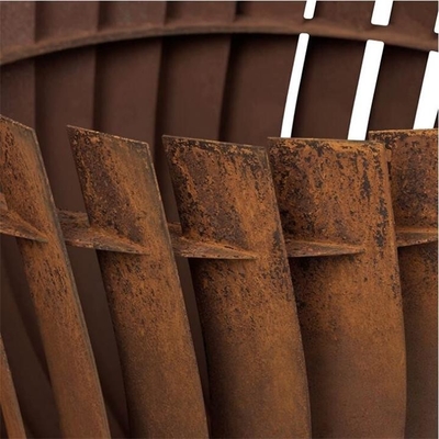Modern Patio Heater Wood Burning Round Rusty Look Steel Fire Basket Pit