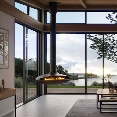 contemporary indoor hanging fireplace carbon steel suspended stove wood burning stove for hotels