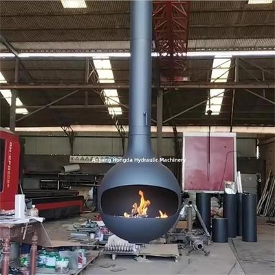 Contemporary Indoor Heaters Orb Rotating Suspended Wood Burning Fireplace