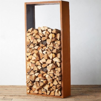Custom Outdoor Rectangular Log Holder Corten Steel Firewood Storage Rack