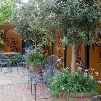 Laser Cut Drift Design Corten Steel Privacy Screens Fence Panels For Garden
