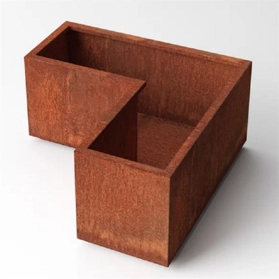 Contemporary Corten Steel Metal Corner Box Planter For Residential Outdoor
