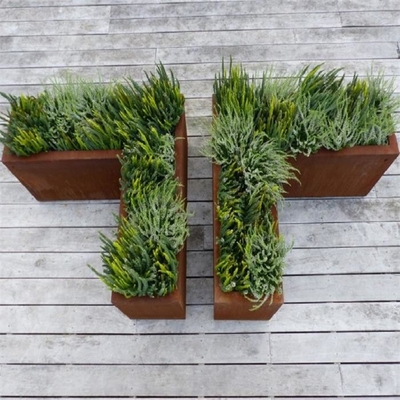 Contemporary Corten Steel Metal Corner Box Planter For Residential Outdoor