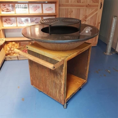 Backyard Commercial Charcoal Grill Barbecue Corten Metal BBQ Grill Fire Table