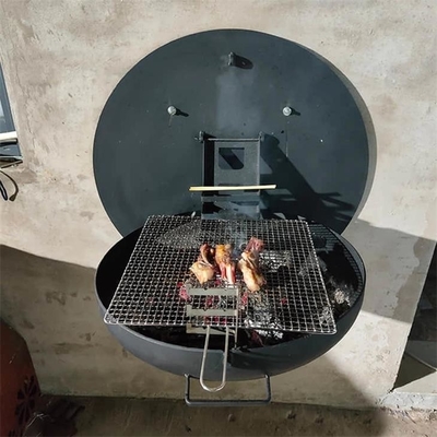 800mm Wood Burning Fire Pit Carbon Steel Wall Mounted Hanging Barbecue Grill