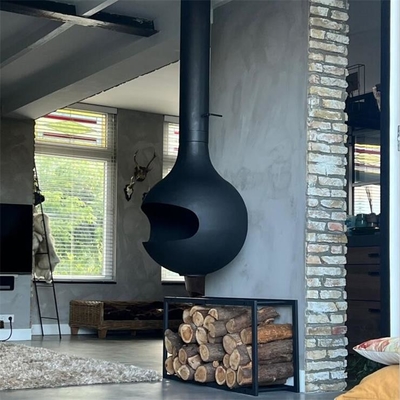 Hanging Indoor Ceiling Mounted Round Wood Burning Suspended Fireplace