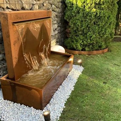 Fountain Garden Rusty Metal Waterfall Free Standing Corten Steel Pond Water Feature
