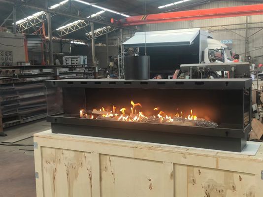 Gas Fireplaces European Black Matte Carbon Propane Steel Three-sided Gas Natural