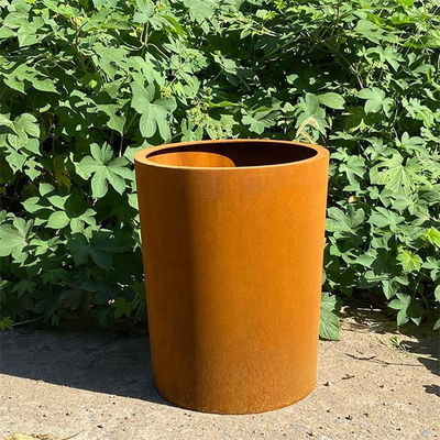 Home And Garden Cylinder Pot Corten Steel Round Metal Flower Planters